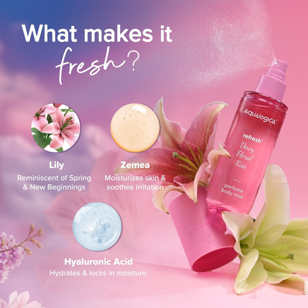 Aqualogica Refresh+ Dewy Floral Kiss Perfume Body Mist - 150 ml