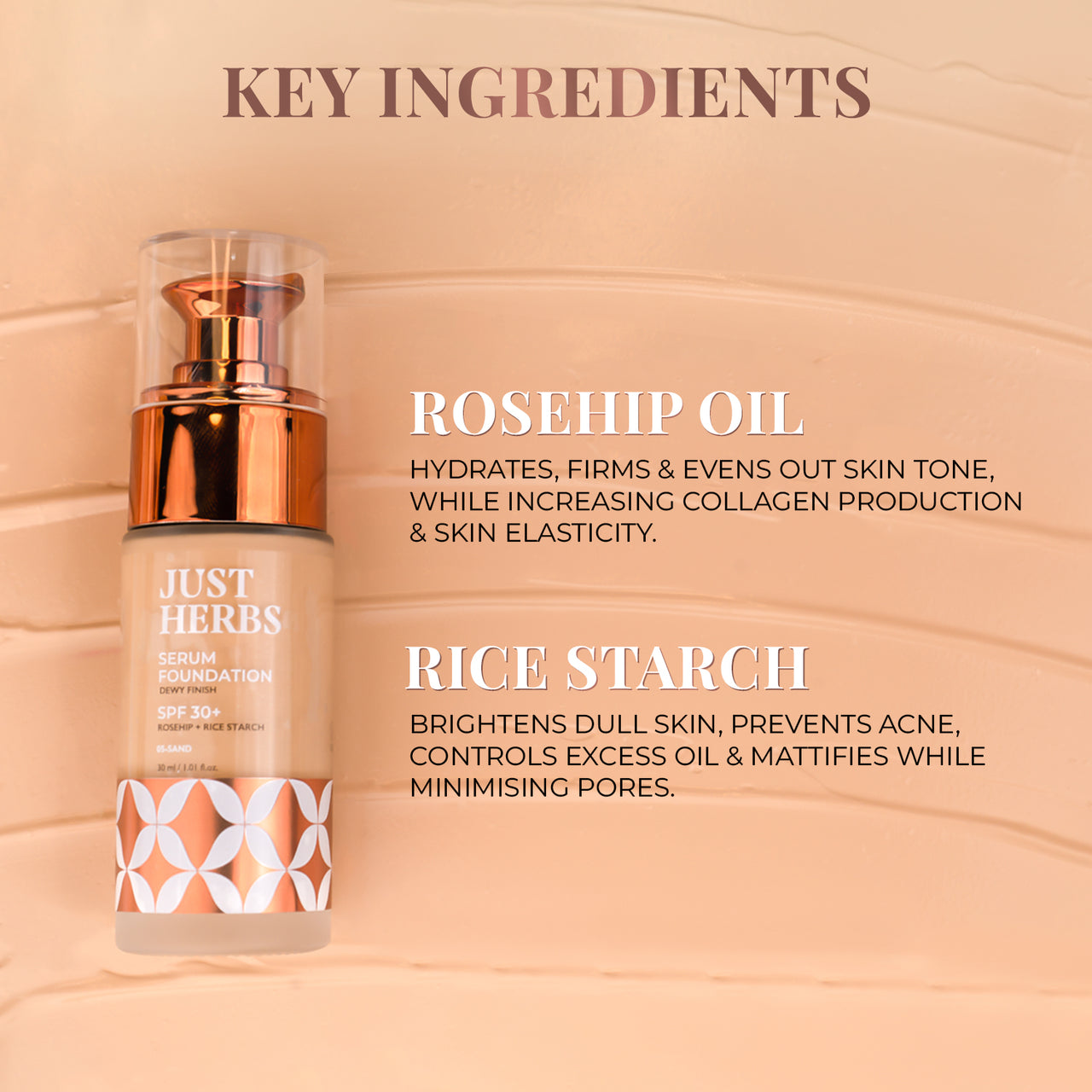 Just Herbs Serum Foundation Dewy Finish SPF 30+