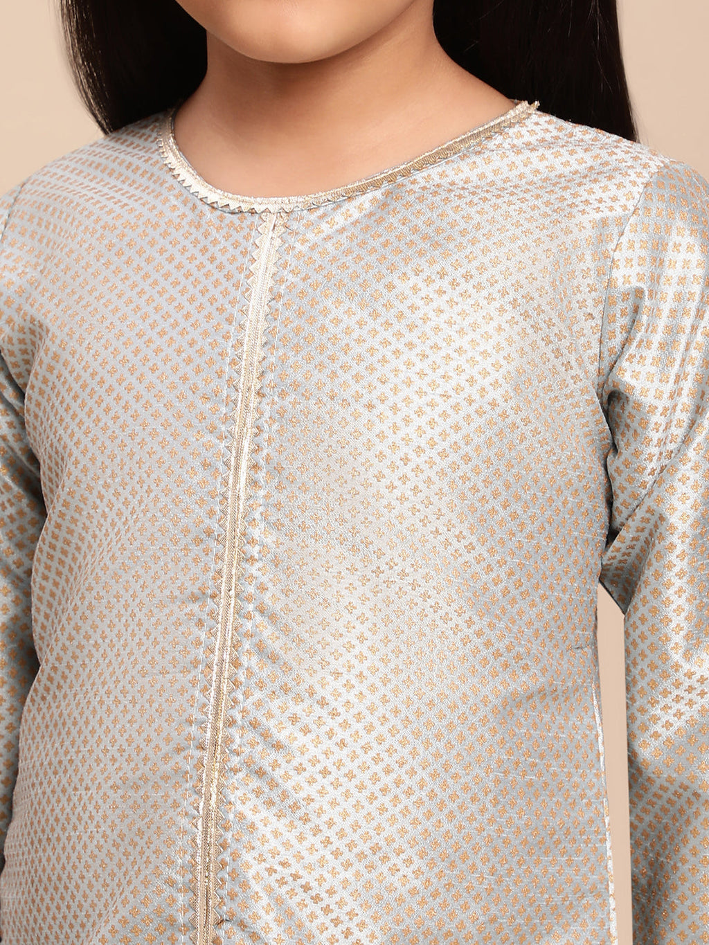 Ahalyaa Gold Poly Silk Straight Kurta Sets