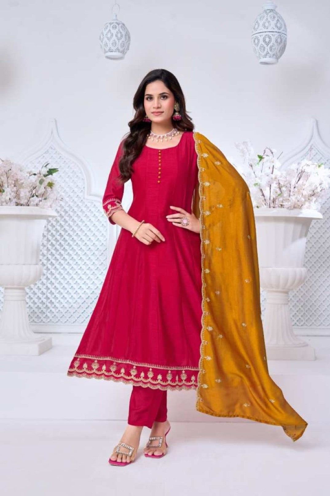 Anaita Pink Anarkali Readymade Suit with Embroidery Work