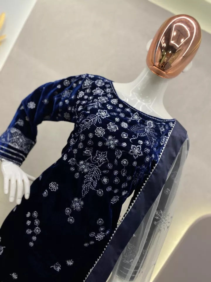 Viscose Velvet Saree – Rich, Soft, and Luxurious Top Pant Dupatta