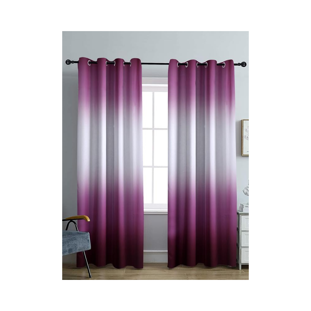 Cortina Double Sided Printed Reversible Door Blackout Curtains 220 Gsm | Door-7 Feet | White | Wine