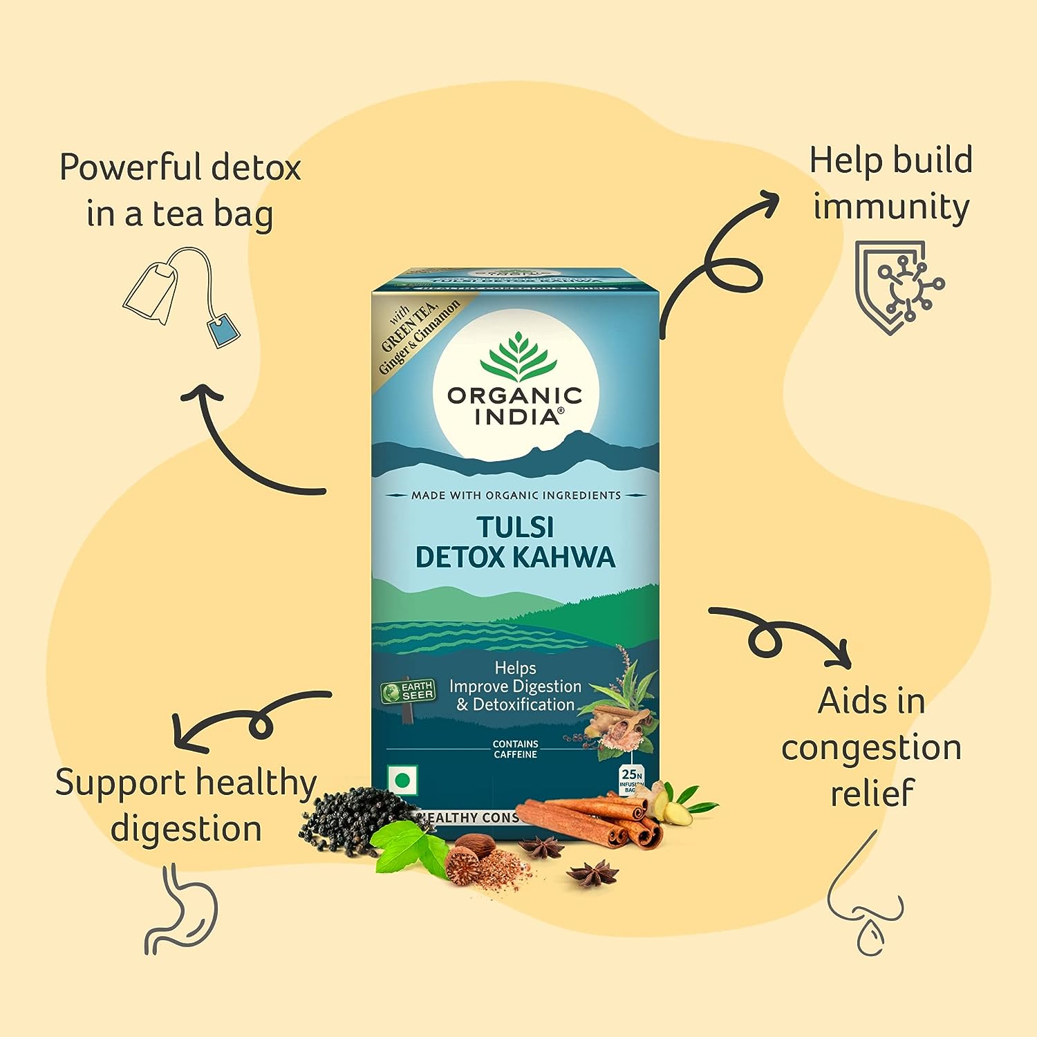 Organic India Tulsi Detox Kahwa - 25 Tea Bags