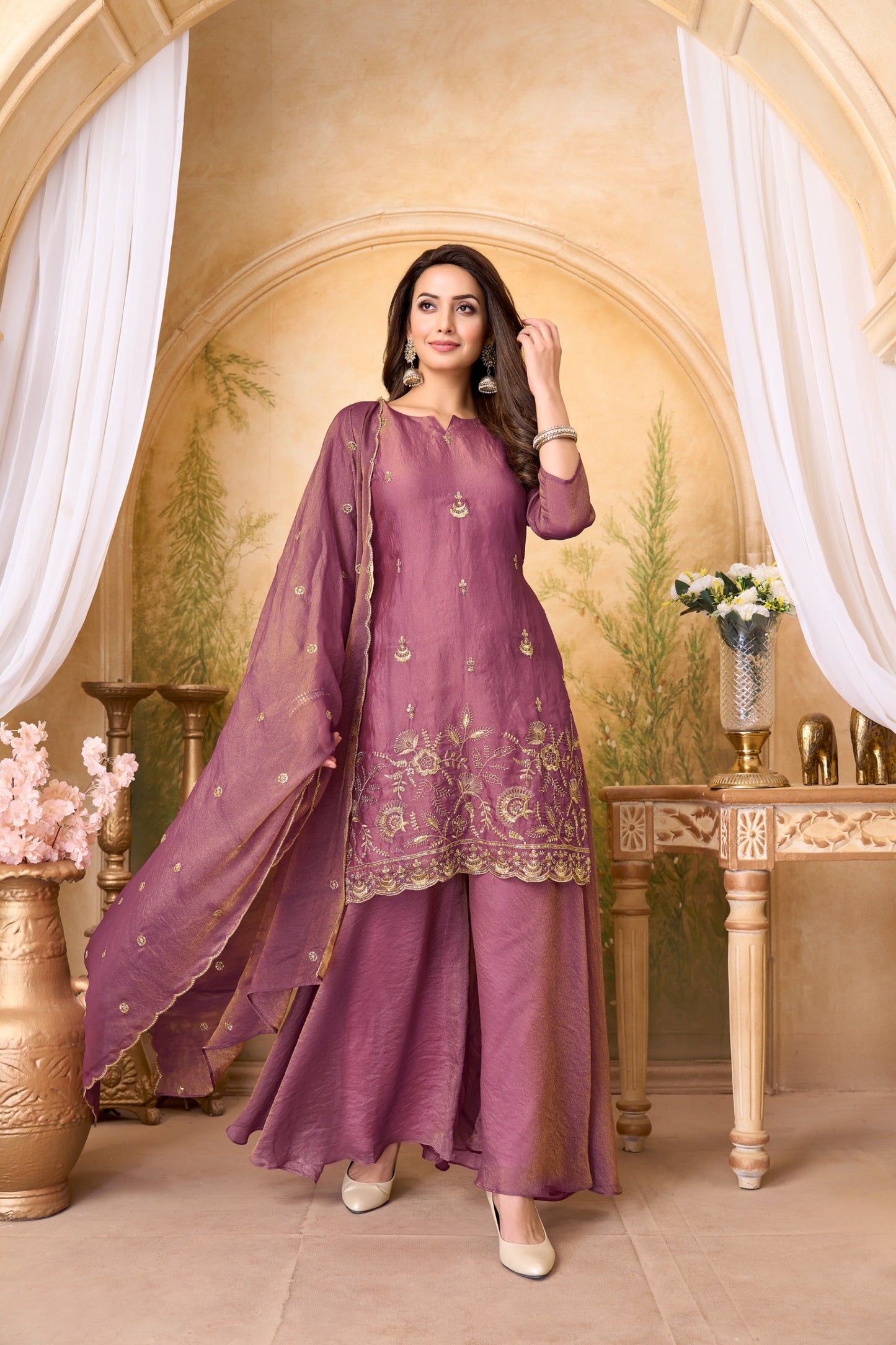 Anaita L Purple Silk Readymade Suit with Coding Work