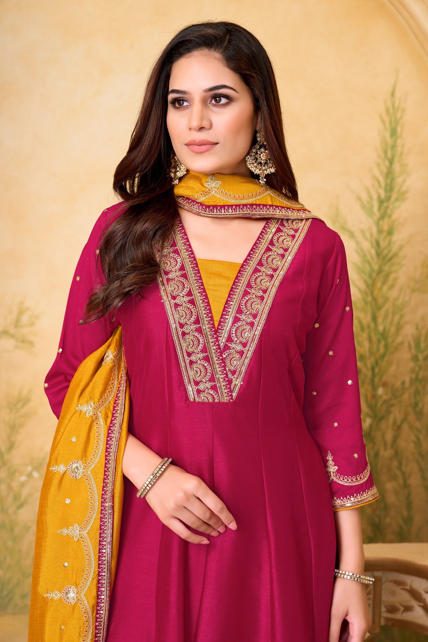 Anaita Pink Anarkali Readymade Suit with Embroidery Work