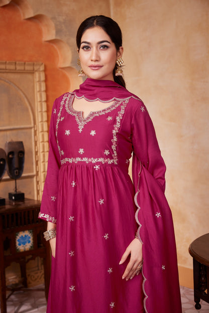 Anaita Pink Anarkali Readymade Suit with Embroidery Work