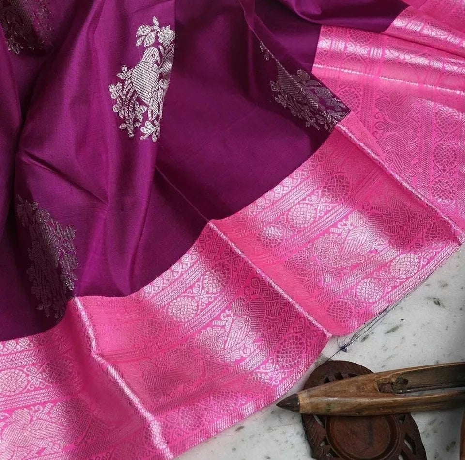 Soft Lichi Silk Sari, Traditional Saree & Blouse