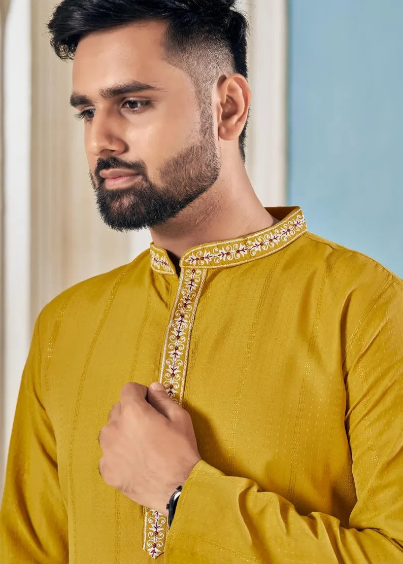 Pure Viscose With Embroidery Work Kurta Pajama Set