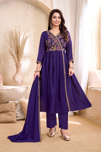 Anaita Purple Anarkali Readymade Suit with Embroidery Work