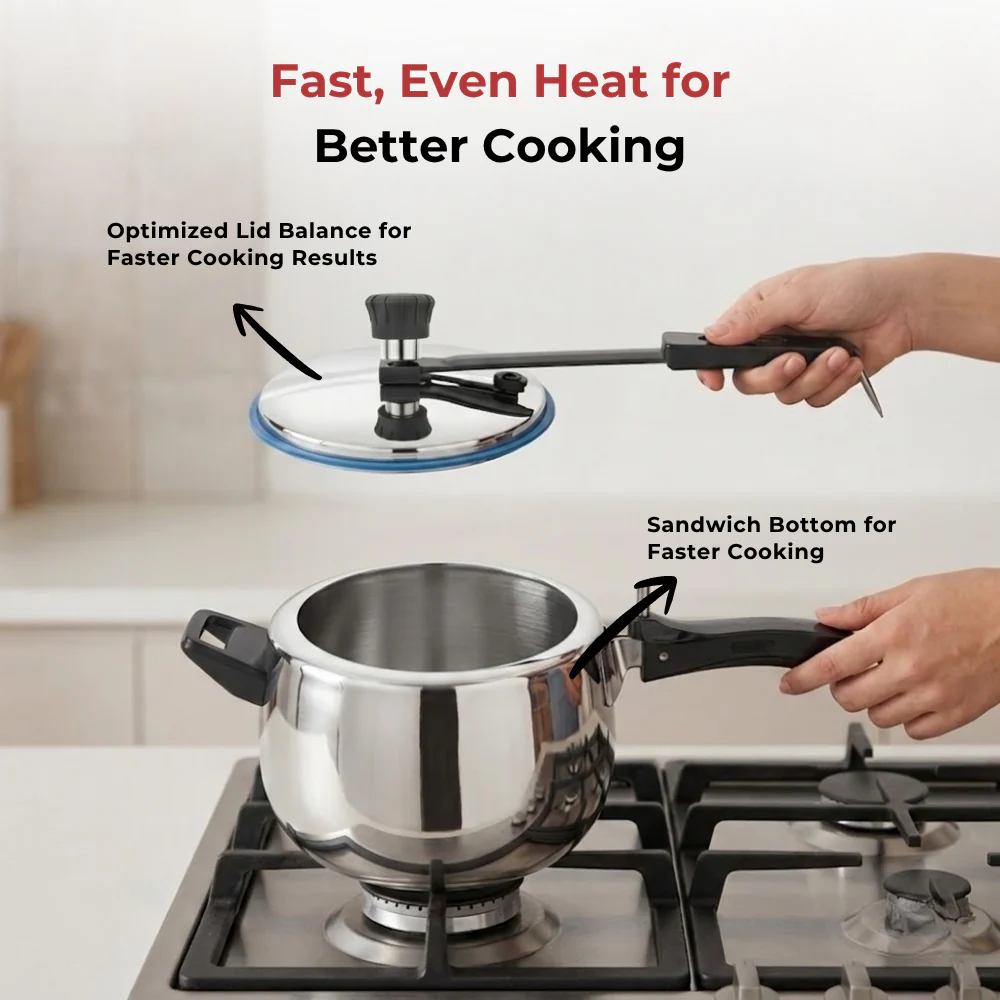Vinod Doniv Stainless Steel Sandwich Bottom Pressure Cooker Inner Lid