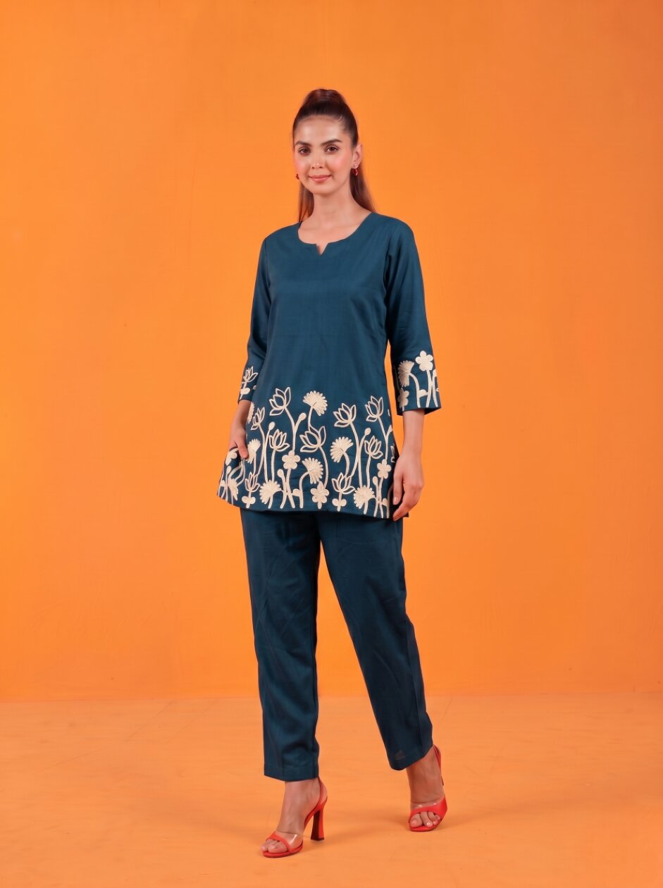 Anaita Teal Stylish Readymade Co-Ords Set