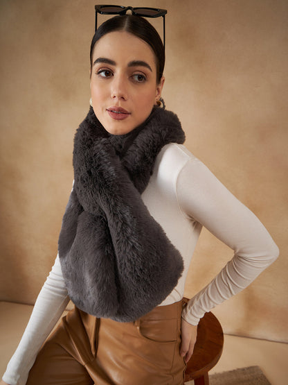 InWeave Slaty Grey Faux Fur Neck Warmer