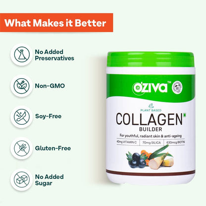 OZiva Plant Based Collagen Builder - 250 gm - Berry Orange