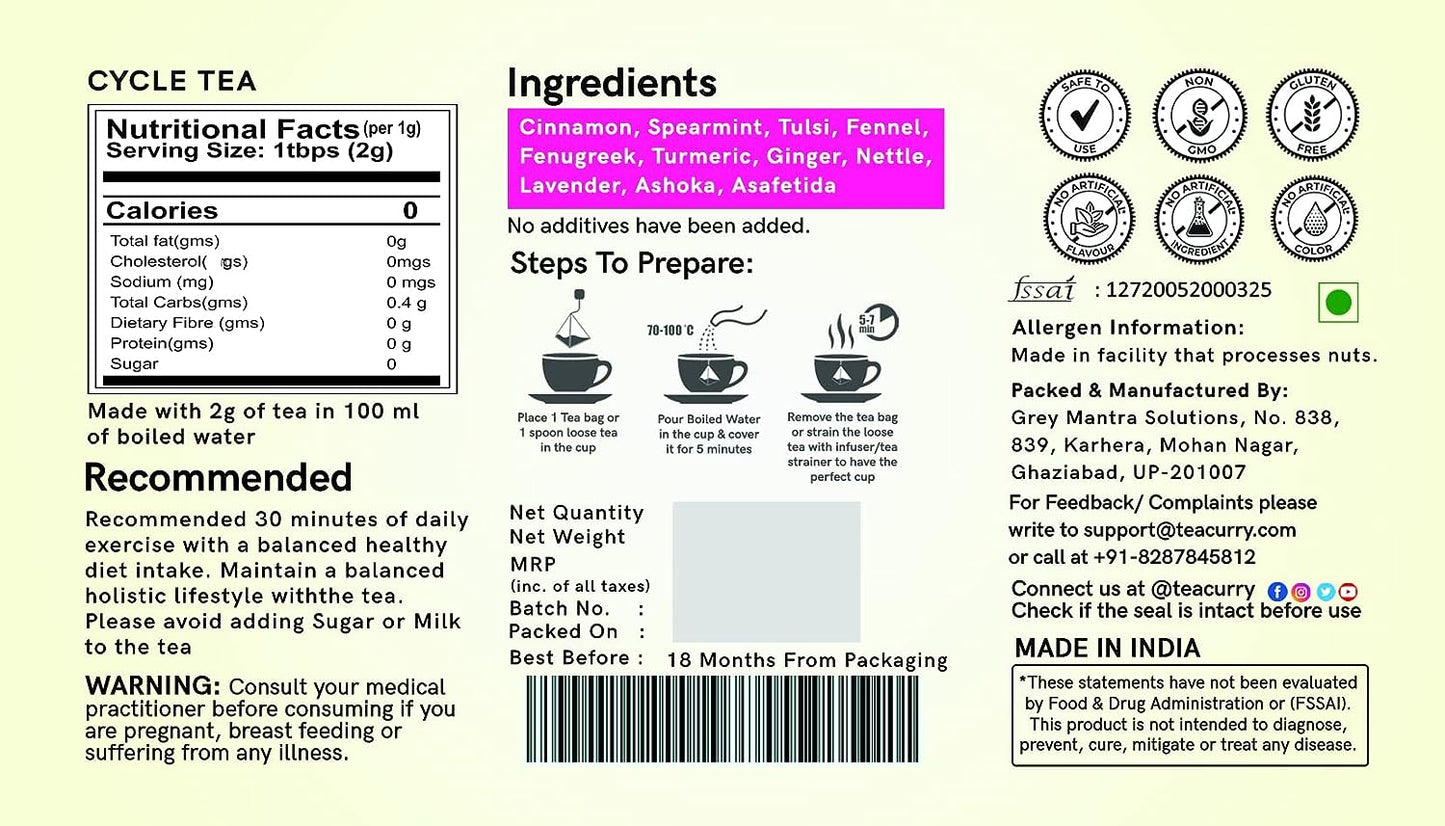 Teacurry Cycle Tea-Period Tea - 30 teabags