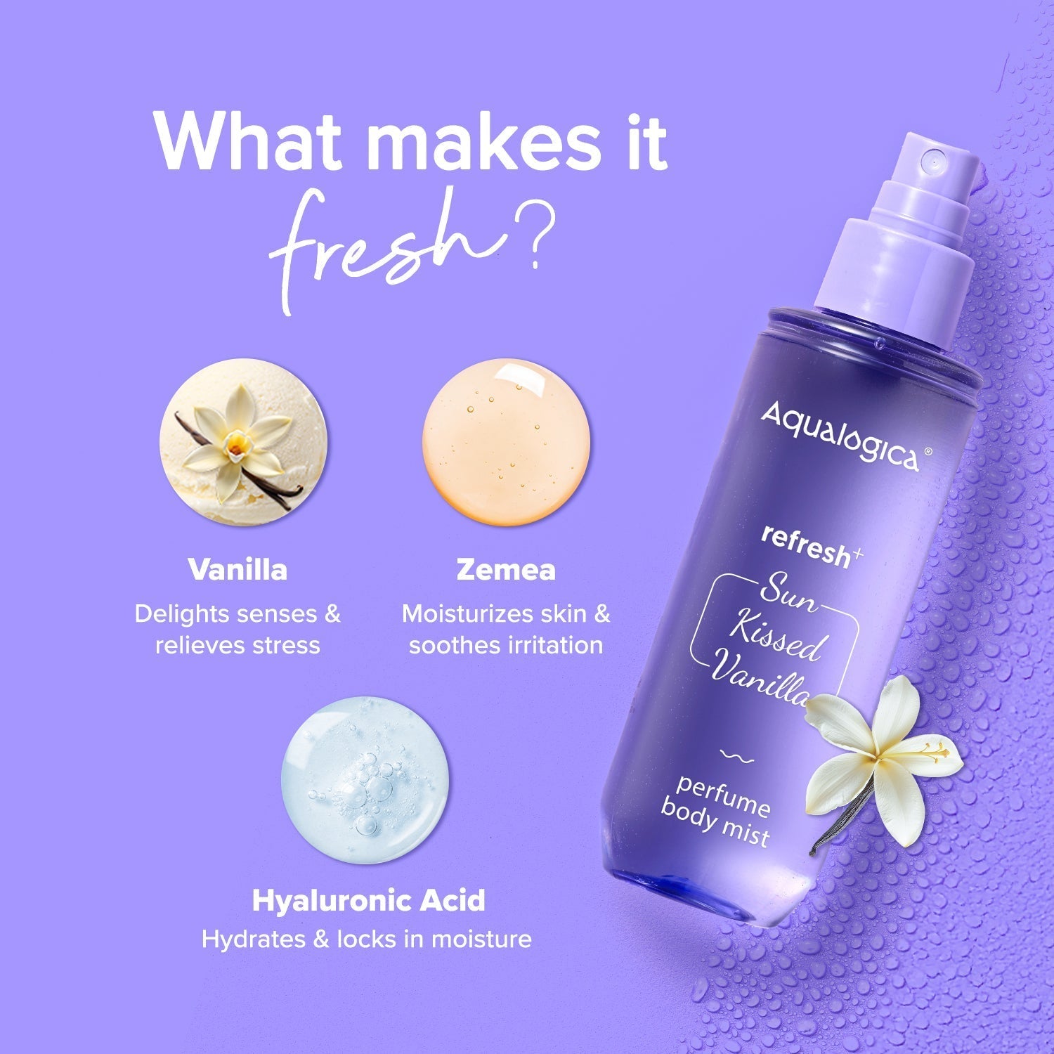 Aqualogica Refresh+ Sun Kissed Vanilla Perfume Body Mist - 150 ml