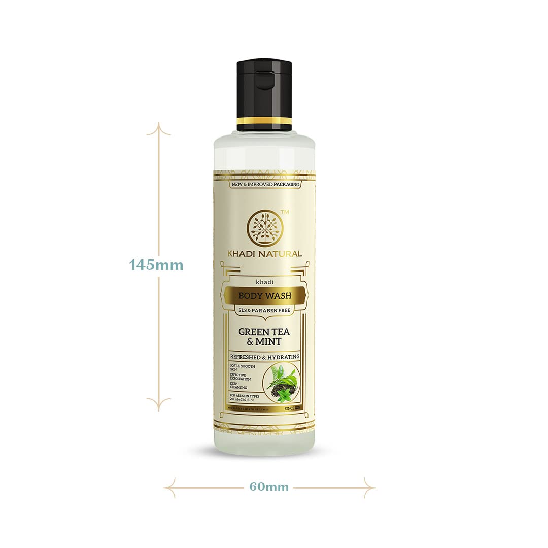 Khadi Natural Green Tea & Mint Body Wash- Sls & Paraben Free-210 ml