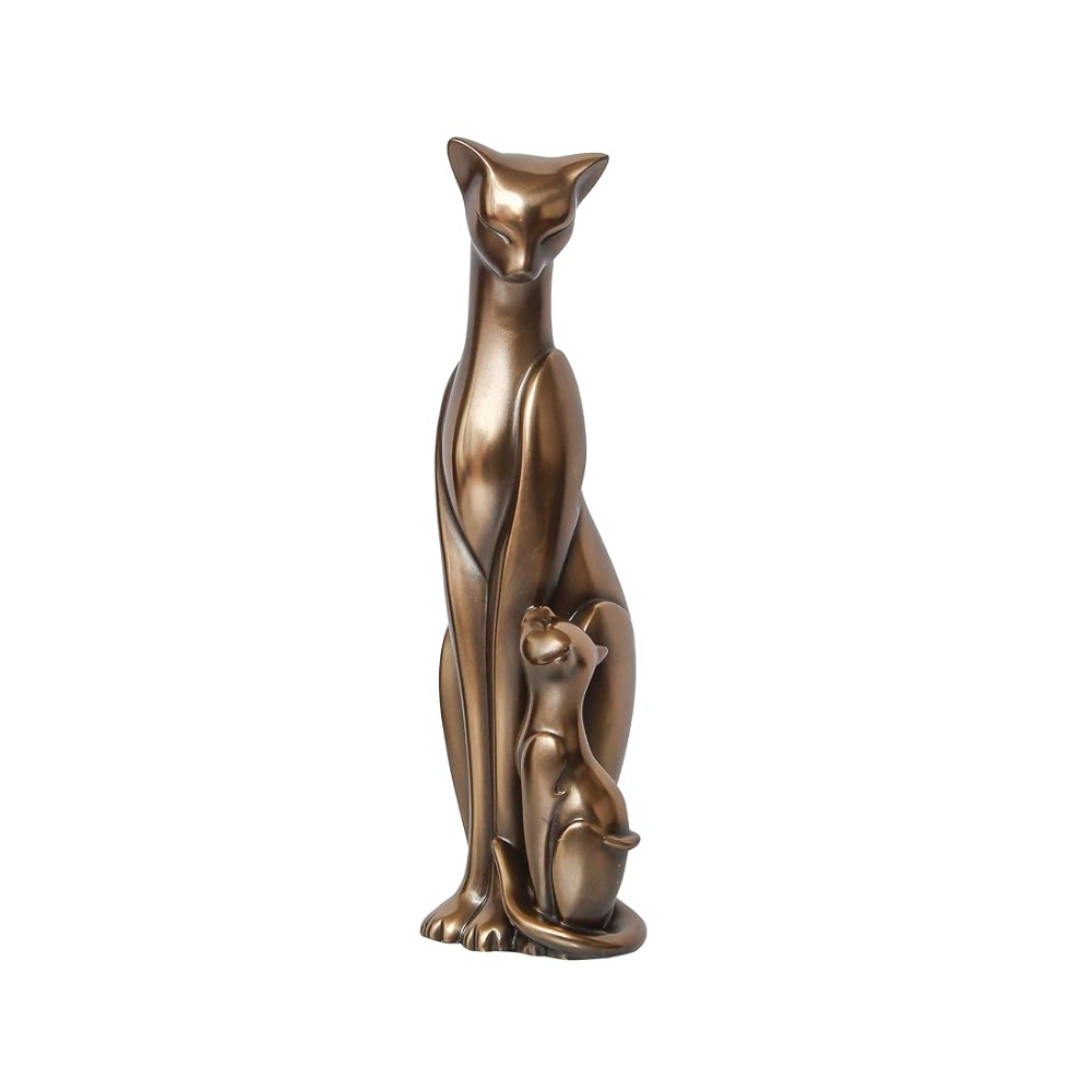 Ecraftindia Handcrafted Polyresin and Bronze Cat and Kitten Statue Animal Figurines Decorative Showpiece