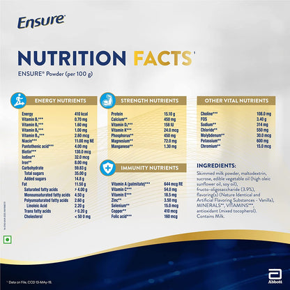 Ensure Nutritional Powder Vanilla Flavour - 400 gm - Refill Pack