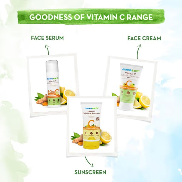 Vitamin C Daily Glow Sunscreen With Vitamin C & Turmeric for Sun Protection & Glow - 50 g - Pack of 2