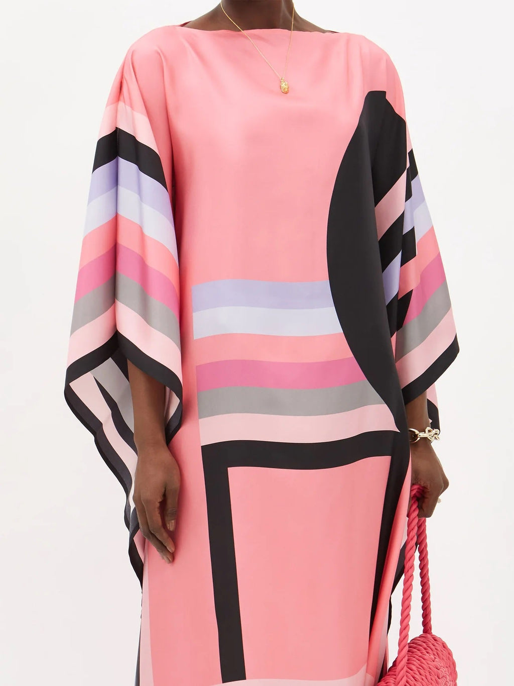 Summer Wear Printed Caftan, Silk Crepe Kaftan