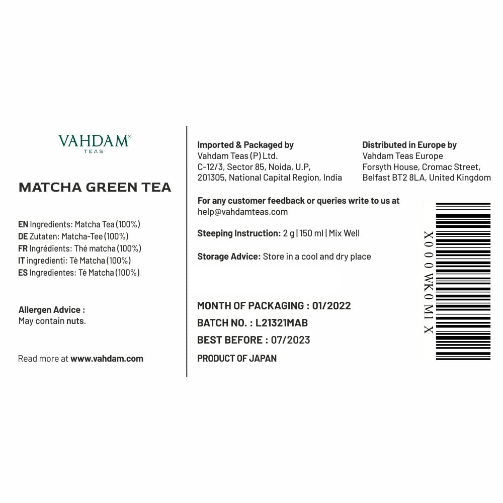 Vahdam Vanilla Matcha Green Tea Powder - 50 gm