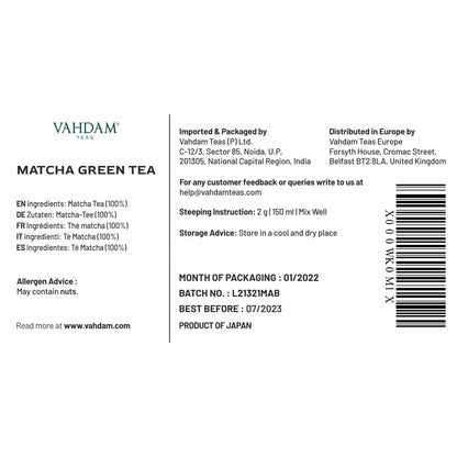Vahdam Vanilla Matcha Green Tea Powder - 50 gm