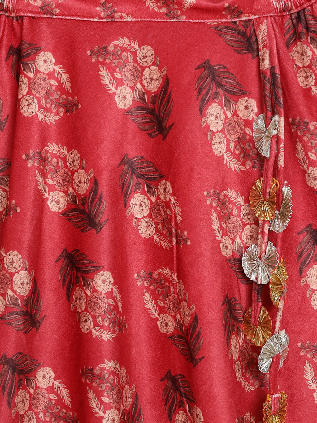 Ahalyaa Girls Floral Printed Velvet Ready to Wear Kids Lehenga Choli