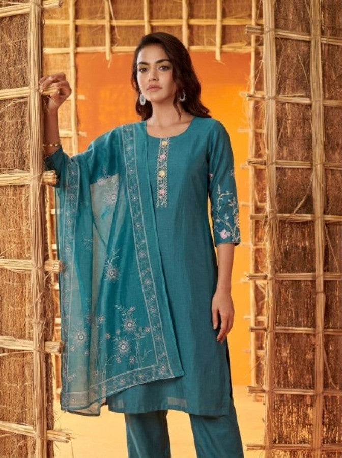 Anaita Teal Readymade Suit with Embroidery Work