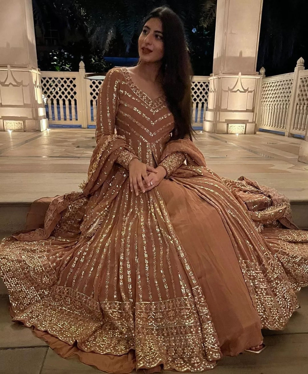 Style Faux Georgette Top Lehenga & Dupatta Set