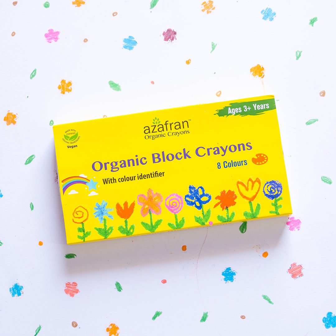 Azafran Organic Block Crayons (8 Colors) - 120 gms