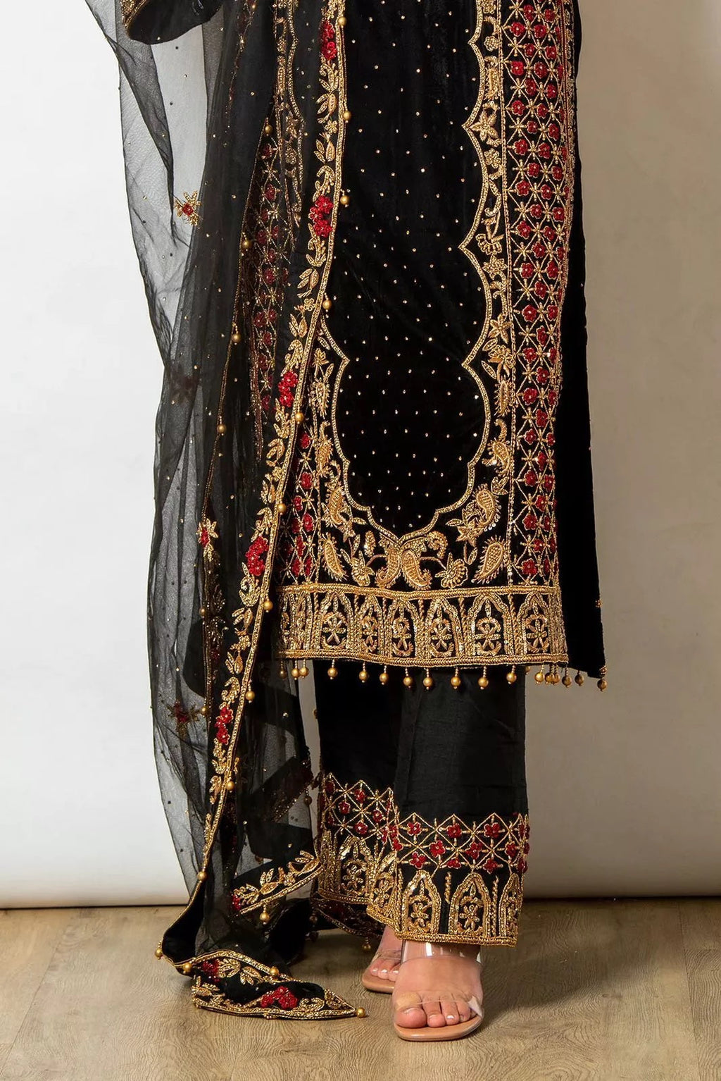 Faux Georgette Indian Ethnic Top Pant & Dupatta Set