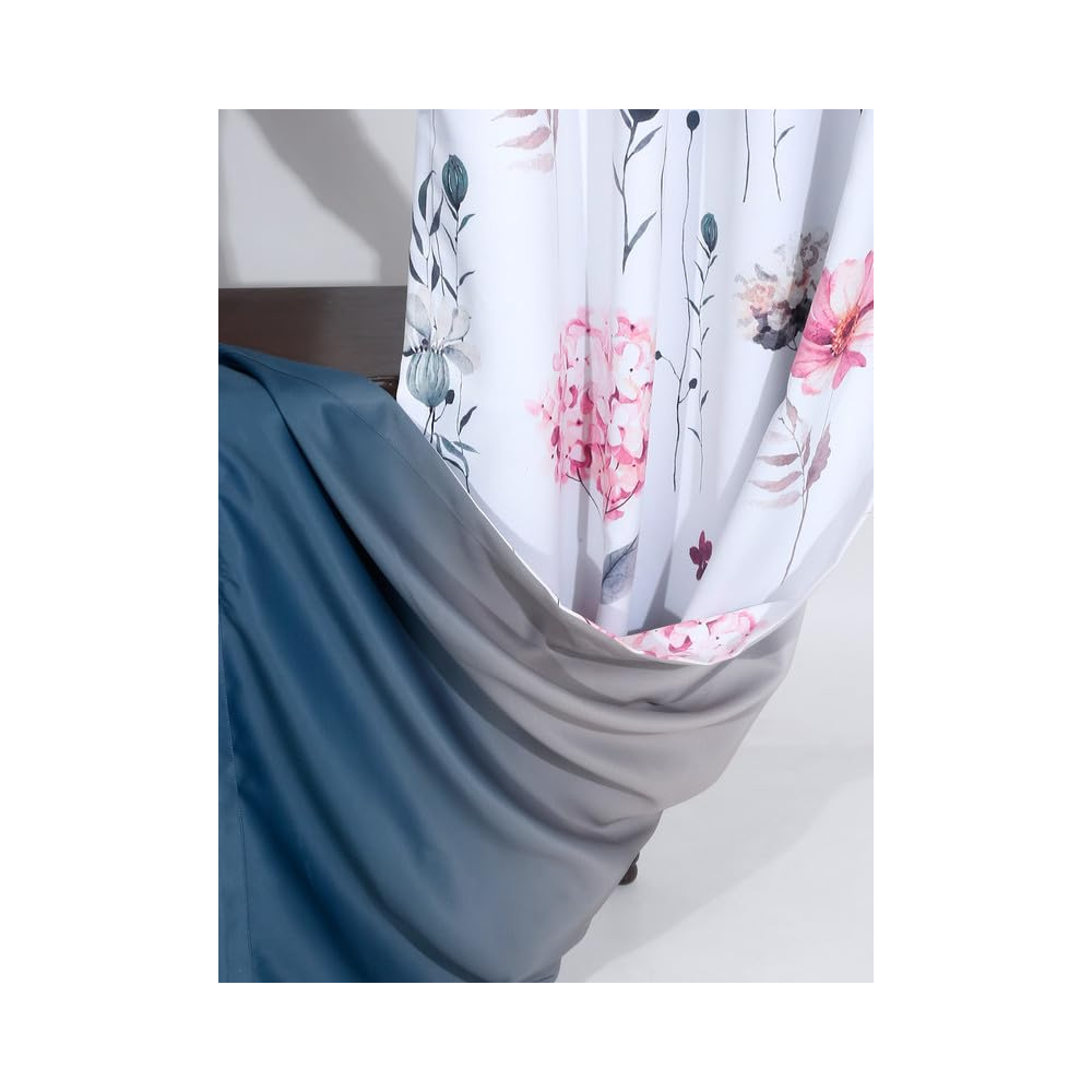 Cortina Double Sided Printed Reversible Door Blackout Curtains 220 Gsm | Door-7 Feet | White | Grey
