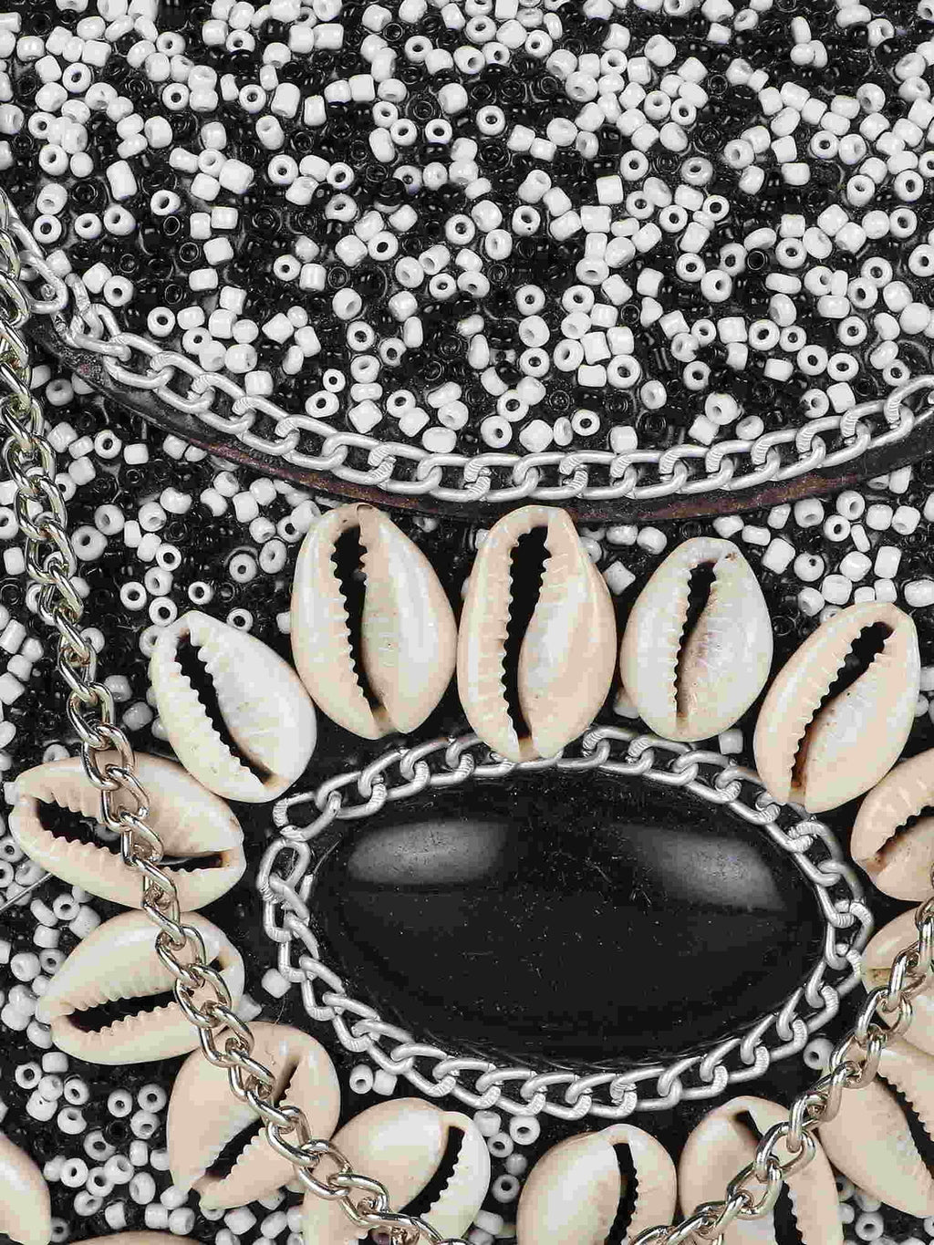 Mosaic Shell Embellished Metal Clutch