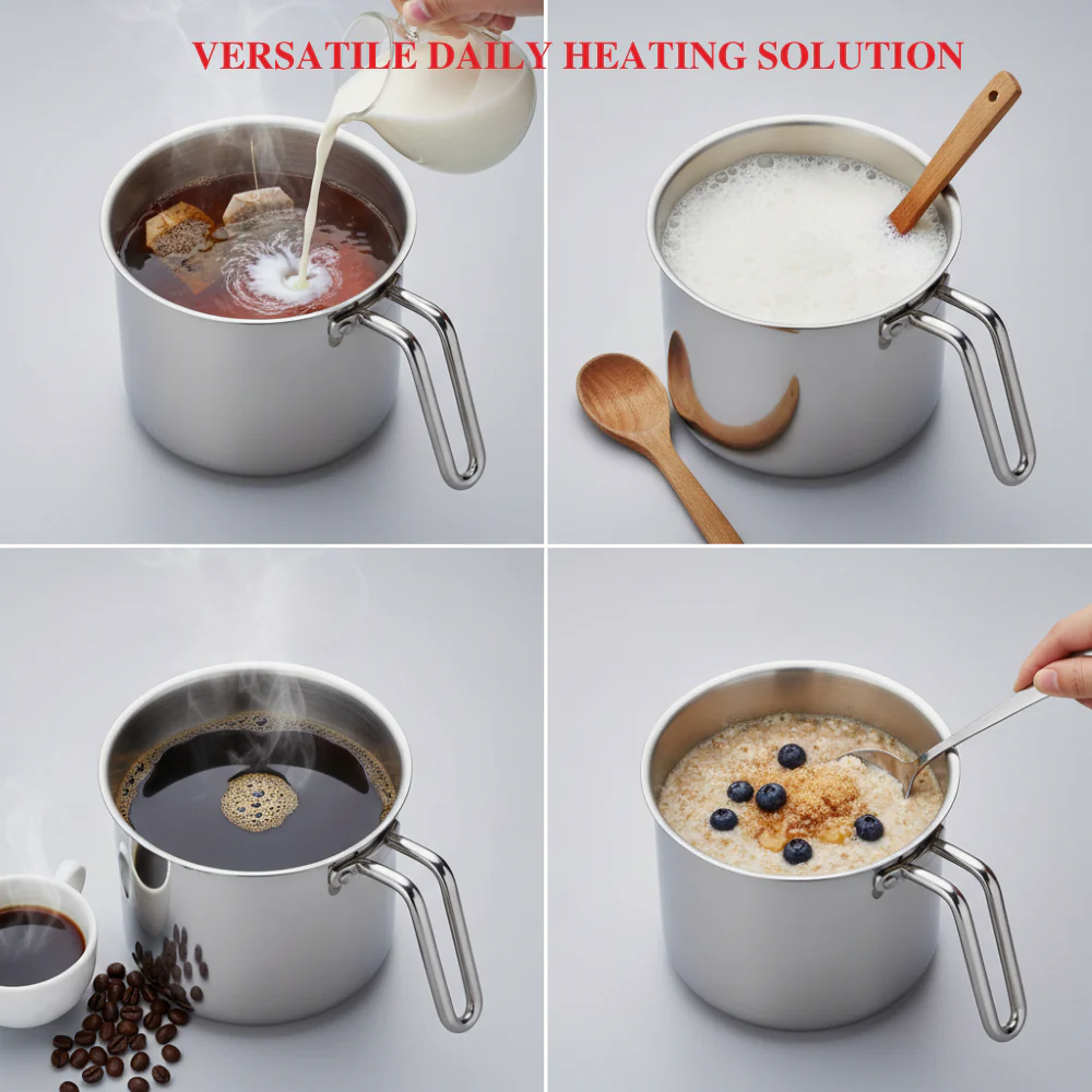 Vinod Platinum Triply Stainless Steel Milk Pot 2L 14cm with Glass Lid