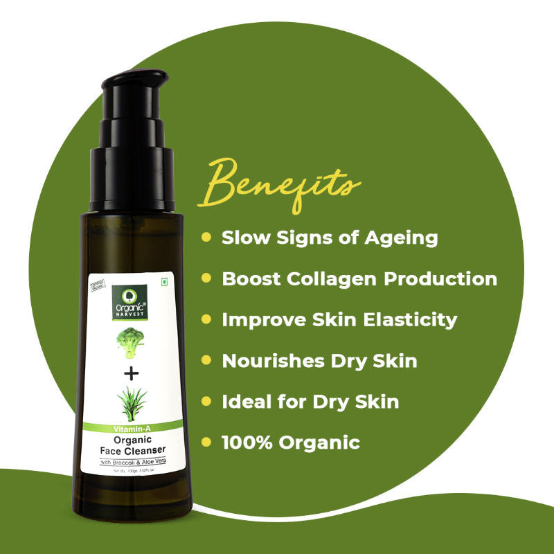Organic Harvest Vitamin A Organic Face Cleanser with Broccoli & Aloe Vera - 100 ml