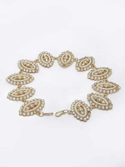 Panash Gold-Toned & White Embellished Hairband