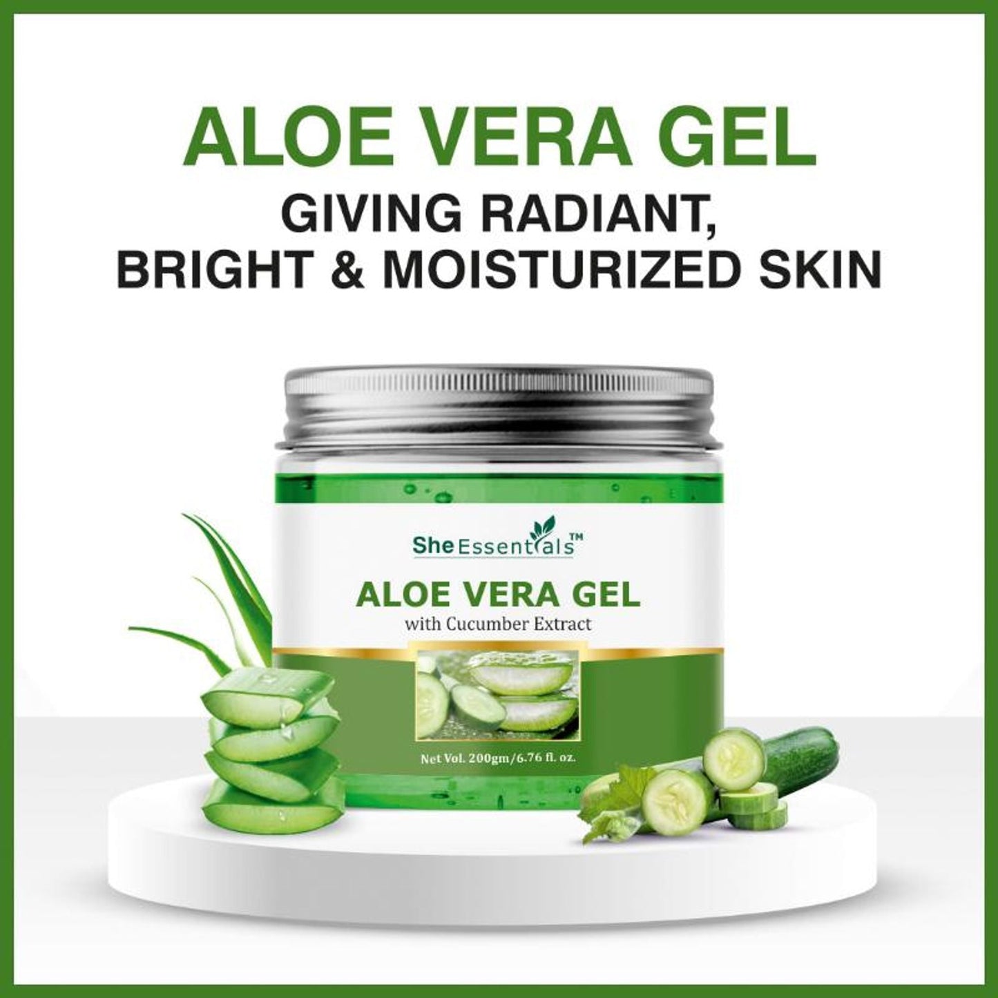 She Essentials Aloe Vera Gel With Pure Aloe Vera & Cucumber Extract For Skin & Hair