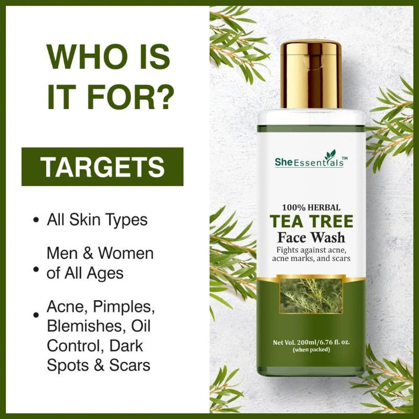 She Essentials Tea Tree Oil Face Wash For Acne Control