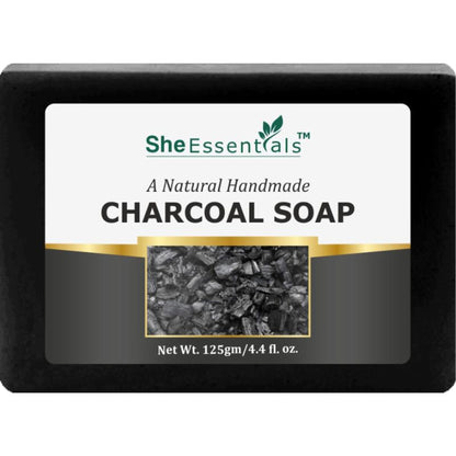 She Essentials Natural Handmade Charcoal Soap Deeply Cleanses An& Detoxifies