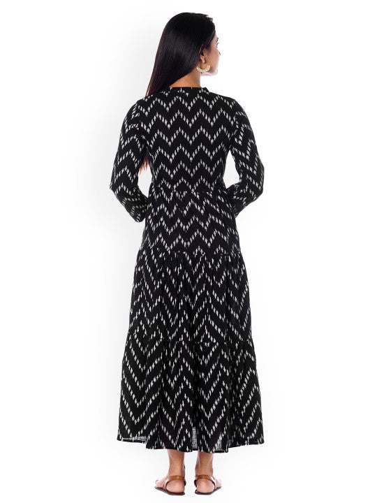Anayna Women Black Printed Fit and Flare Dress