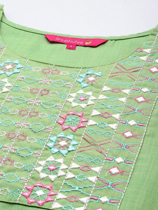 Anubhutee Women Ethnic Motifs Embroidered Thread Work Kurta With Trousers