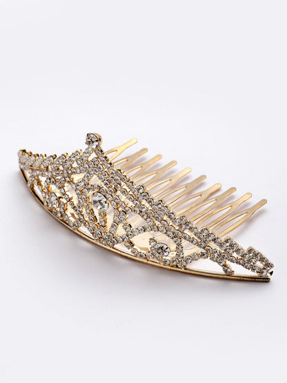 Panash Gold-Toned & White Embellished Comb Pin