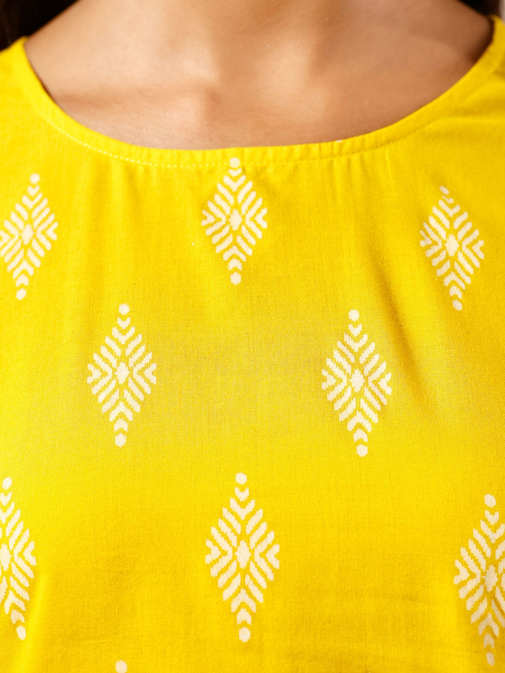 Likha Yellow Short Kurta Sharara Dupatta LIKSKD19 (Set of 3) - M