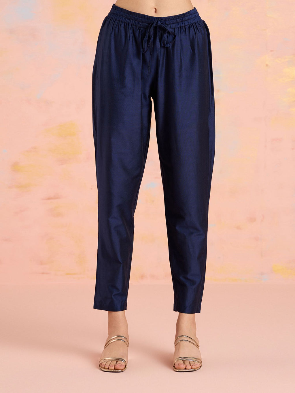 Likha Navy Blue Diwa Dazzle Zari Dori Work Kurta Pant & Dupatta LIKSKD308 (Set of 3)