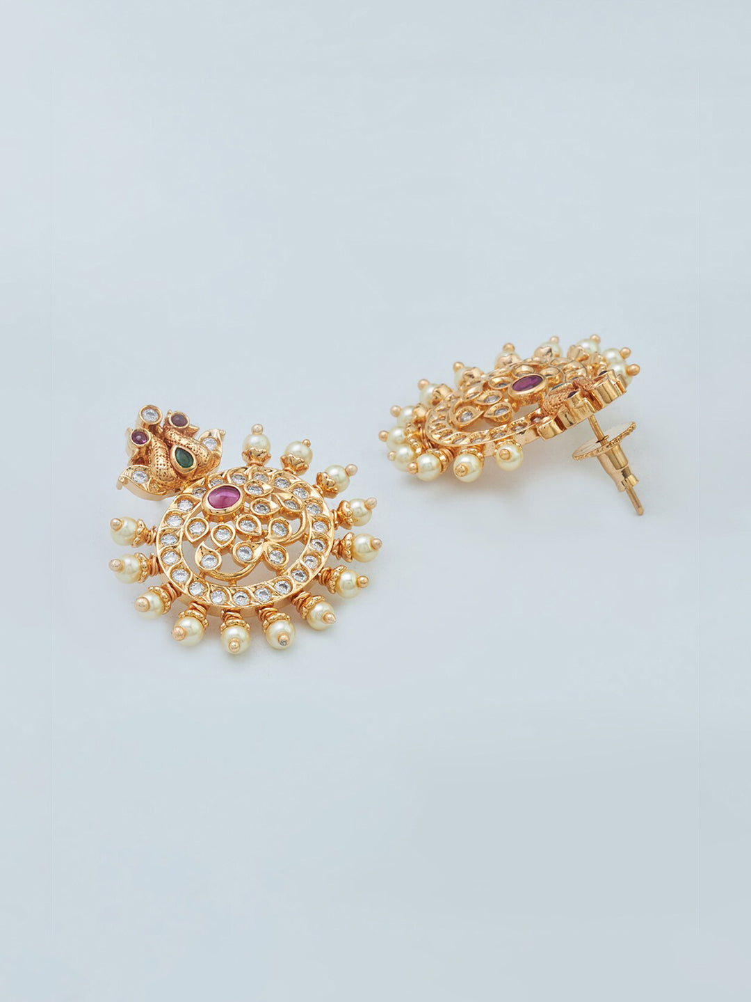 Kushal's Fashion Jewellery Gold-Polished Stone Studded Jewellery Set