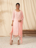 Likha Peach Chikankari Kurta Pant Dupatta(Set of 3) LIKSKD30 (Set of 3) - 2XL