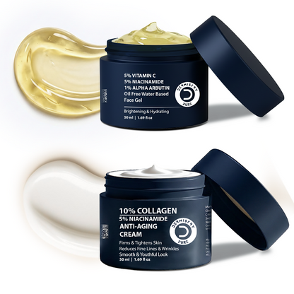 Dermistry Collagen Anti Aging Skin Tightening Aging Wrinkles Cream & Vitamin C Niacinamide Day NightOil Free Water Based Face Gel