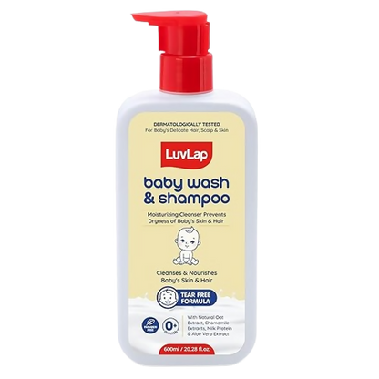 LuvLap Baby Wash & Shampoo with Chamomile, Milk Protein, Oatmeal & Shea Butter