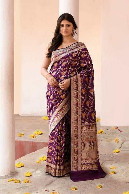 Joban Fashion Pure Katan Pure Handloom Banarasi Silk Saree