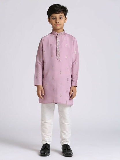 Joban Fashion Kids Island Traditional Ethnic Wear with Silk Sequence Embroidery Full Sleeves Kurta and Pyjama Set - Purple